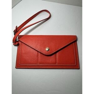 Dooney & Bourke Envelope Wristlet Bright Orange EUC Pebbled Leather